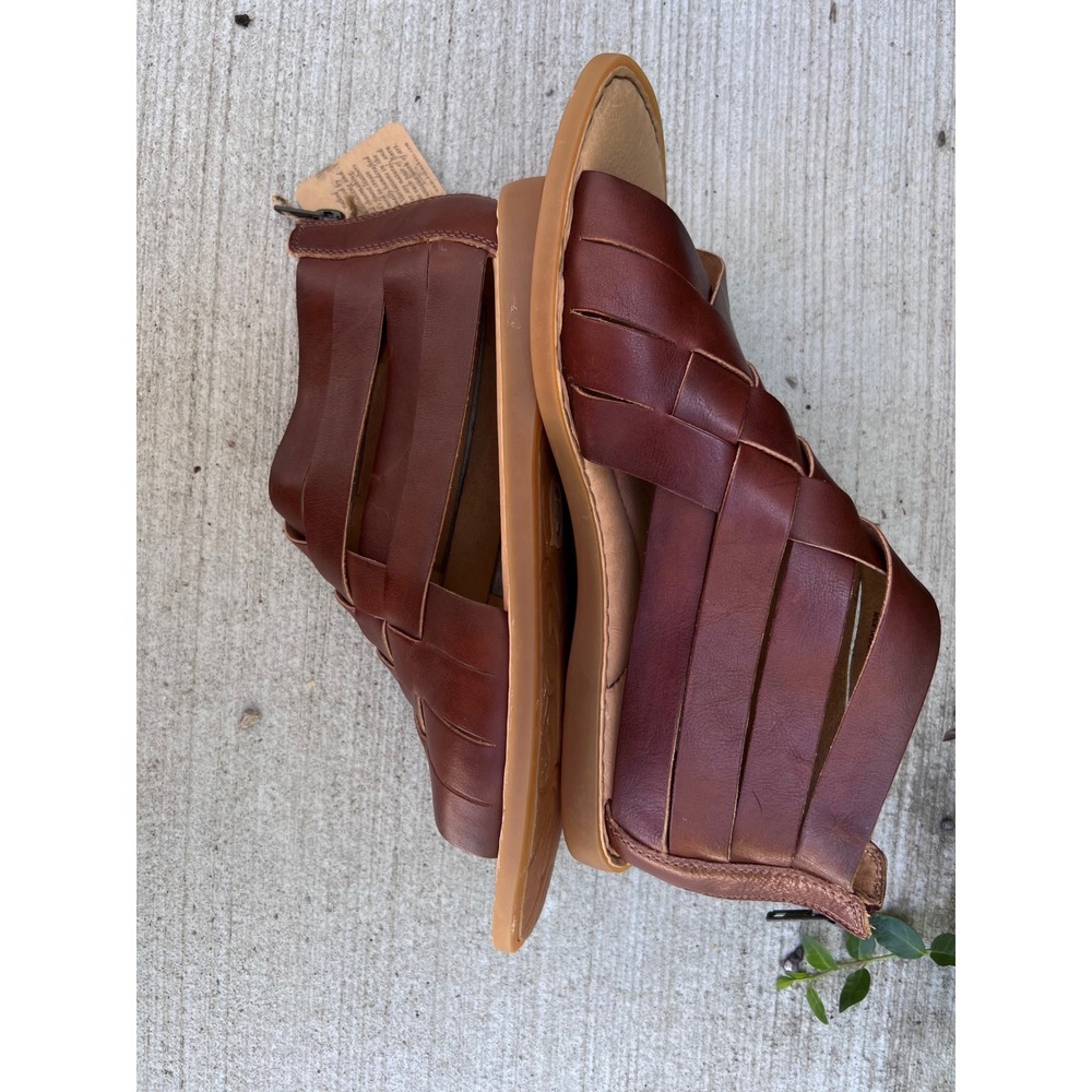 BORN Iowa Woven Leather Brown Gladiator Sandals Ankle Zip Women's Sz 11 NWT - Picture 5 of 10